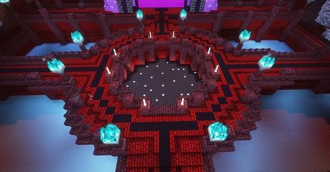 Minecraft Evil Base, Minecraft End Building Ideas, Minecraft Nether Tunnel Designs, Nether Spawn Ideas Minecraft, Tunnel Design Minecraft, Minecraft Lightning Rod Ideas, Minecraft Nether Hub Ideas, Minecraft Nether Base Ideas, Minecraft End Builds