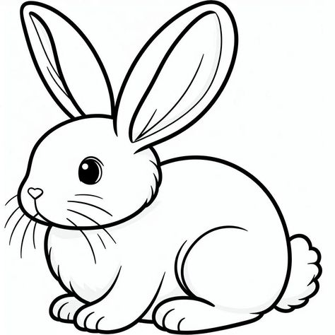 Rabbit Outline Printable, Duck Outline Drawing, Rabbit Clipart Black And White, Bunny Outline Printable, Rabbit Drawing For Kids, Farm Animal Drawings, Rabbit Illustration Drawing, Cat Drawing For Kid, Rabbit Template