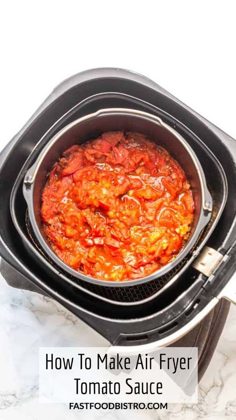 Air Fryer Tomato sauce is an easy and great way to make a delicious pasta sauce that you can use in your favorite Italian recipes. Blend for a creamy result that you can use with pasta, lasagna or on a pizza. Want to try? Visit fastfoodbistro.com for the full recipe and instructions Easy Tomato Pasta Recipes, Easy Tomato Pasta, Make Tomato Sauce, How To Make Tomato Sauce, Pasta Lasagna, Tomato Pasta Recipe, Fried Tomatoes, Roasted Tomato Sauce, Bistro Food