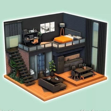 Roblox Room, Sims 4 Loft, Loft House Design, Sims Freeplay Houses, Sims 4 House Plans, Sims 4 House Building, House Floor Design, Sims 4 House Design, Casas The Sims 4