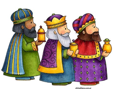 Los Tres Reyes Magos ilustraciones gratis para diseño. Nativity Clipart, The Three Wise Men, Roi Mage, Three Wise Men, Christmas Nativity Scene, Christmas Card Crafts, Three Kings, Christmas Backdrops, Religious Christmas