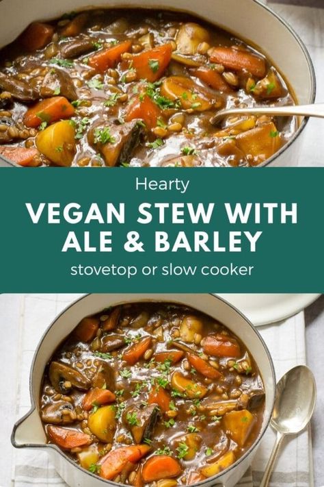 Barley Stew Vegetarian, Barley Recipes Vegan, Pearl Barley Recipes Vegetarian, Vegan Stews And Casseroles, Vegan Pearl Barley Recipes, Vegan Irish Food, Veg Stew Recipes, Vegan Barley Recipes, Pearl Barley Recipes