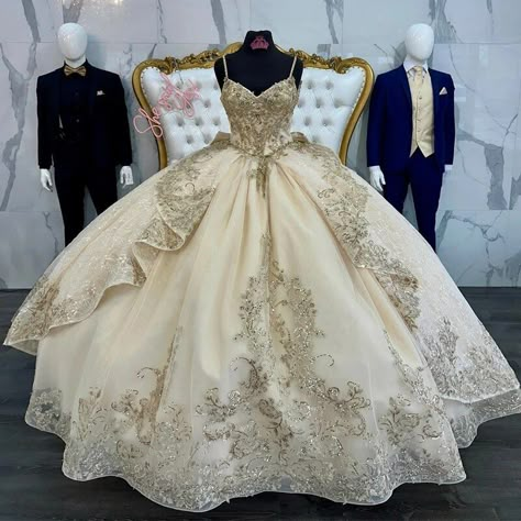 Brown Quinceanera Dresses, Champagne Quinceanera Dress, Sparkly Quinceanera Dresses, Gold Quince Dress, Champagne Quinceanera, Champagne Quinceanera Dresses, Ball Gown Gold, Beaded Ball Gown, Debut Dresses