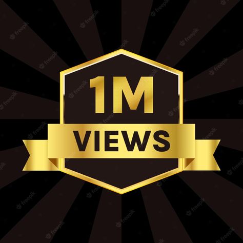 Premium Vector | 1 million views celebration background design, 1m plus views badge