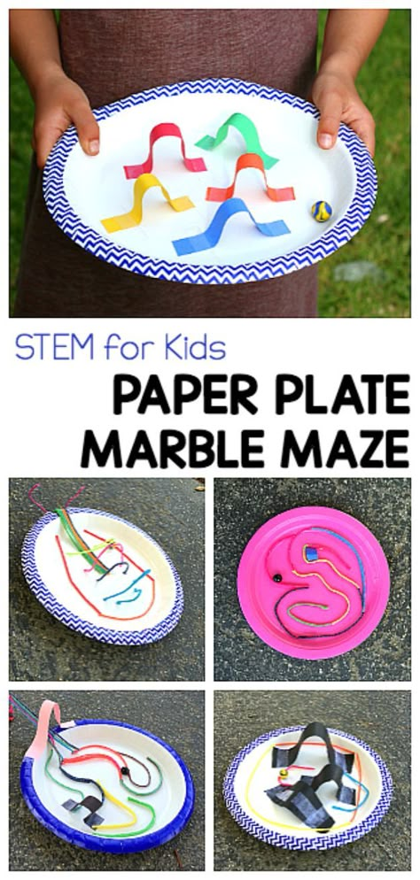 DIY Stem and Science Ideas for Kids and Teens - Paper Plate Marble Maze - Fun and Easy Do It Yourself Projects and Crafts Using Math, Electronics, Engineering Concepts and Basic Building Skills - Creatve and Cool Project Tutorials For Kids To Make At Home This Summer - Boys, Girls and Teenagers Have Fun Making Room Decor, Experiments and Playtime STEM Fun #stem #diyideas #stemideas #kidscrafts Stem Projects Preschool, Stem For First Grade Activities, Group Stem Activities For Kids, Stem Crafts Preschool, Easy Stem Projects For Kids, Kids Summer Stem Activities, Steam Math Activities For Preschool, Engineering Crafts For Kids, Stem Activities Grades 3-5