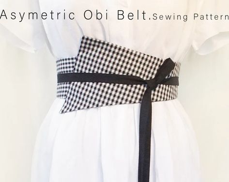 Sewing patterns for you by momosAtelier on Etsy Diy Obi Belt Pattern, Pola Obi Belt, Obi Belt Batik, Obi Belt Pattern, Obi Pattern, Belt Sewing Pattern, Belt Pattern, Easy English, Traditional Japanese Kimono