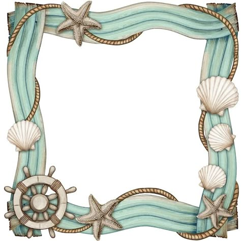 Vector driftwood frame with starfishes a... | Premium Vector #Freepik #vector Under The Sea Drawings, Stary Papier, Marco Vintage, Photo Album Journal, Sea Drawing, Driftwood Frame, Cruise Scrapbook, School Kids Crafts, Zestaw Ikon