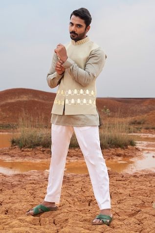 Runit Gupta | Designer Kurta, Nehru Jackets and Sets, Shirts for Men Indian Wedding Clothes For Men, Sleeveless Kurta, Wedding Kurta For Men, Silk Pant, Kurta Set For Men, Wedding Outfit Men, Nehru Jackets, Rich Fabric, Silk Pants