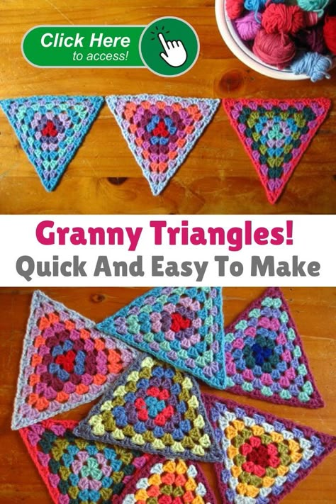 Granny Triangles Quick And Easy To Make And Look Absolutely Gorgeous! This video is a detailed step by step tutorial on how to crochet a granny triangle bunting/garland with a bobble stitch border. This pattern is suitable for beginners.  #crochet #aboutcrochet #crochetstitches #crochetpatterns #crochettutorial #freecrochetpattern #crochettips #crochettechniques #crochetprojects #crochettriangles #crochetgranny #crochetforbeginners Crochet Bunting Pattern, Crochet Triangle Pattern, Granny Triangle, Triangle Bunting, Bunting Pattern, Crochet Bunting, Crochet Garland, Granny Square Crochet Patterns Free, Crochet Triangle