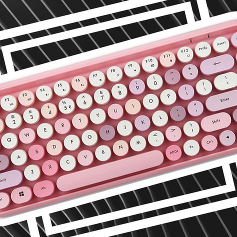 'Clicky' Keyboards From Amazon That Make Typing Way More Satisfying Type Writer Keyboard, Clicky Keyboards, Retro Keyboard, Retro Style, Keyboard, Vibrant Colors, Gift Ideas, Living Room, Birthday