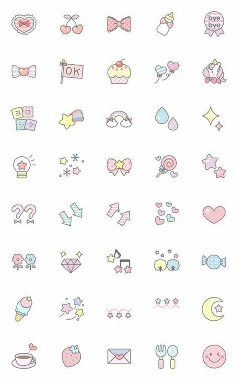 Line Emoji, Cute Small Drawings, Cute Easy Doodles, Doodle Art Journals, Small Drawings, Easy Doodle Art, Cute Kawaii Drawings, Bullet Journal Stickers, Cute Doodle Art