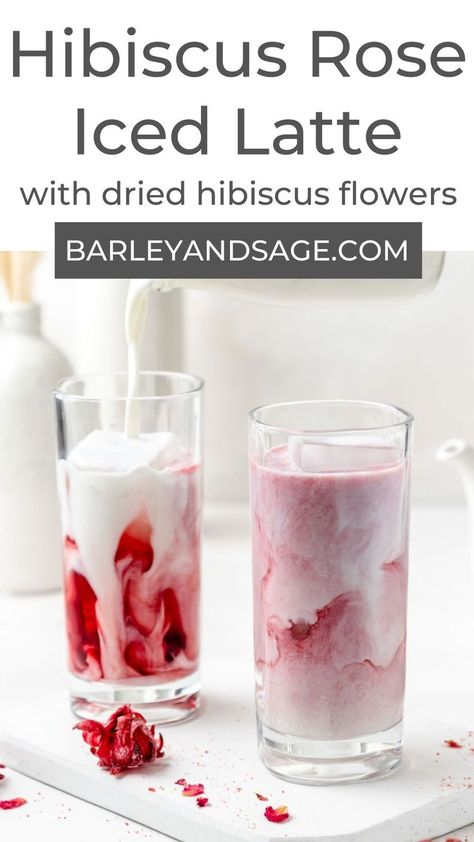 Fun Coffee Drinks, Hibiscus Recipe, Espresso Drink Recipes, Hibiscus Flower Tea, Hibiscus Drink, Rose Drink, Rose Latte, Icee Recipe, Tea Latte Recipe