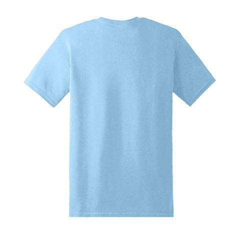 Gildan GN640 short-sleeved t-shirt  Composition: 100% cotton semi-combed jersey  Style: regular fit.  Round neck, with cotton cleanliness band.  Tubular cut.  Removable label.  Weight: 150 g / m².  Sizes: S (45cm-68cm) M (51cm-71cm) L (56cm-73cm) XL (61cm-76cm) 2XL (66m-78cm) 3XL (71m-84cm).  High quality product to allow printing.  Soft to the touch and comfortable to wear.  Machine wash: 30 ° maximum.  Model for women reference: GN641.  Child model reference: GN649.  The Gildan GN640 100% cott Light Blue Shirt, Ball Games, Word Design, American Brand, Blue White And Black, Patch Design, Plain Tshirt, Graphic Shirt, Indigo Blue