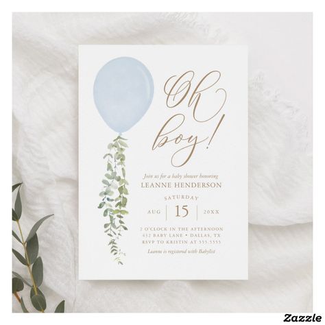 Boy Baby Shower Ideas, Its A Boy Balloons, Boy Shower Invitations, Gender Neutral Baby Shower Invitations, Baby Balloon, Blue Balloon, Baby Shower Invitaciones, Printable Invitation Templates, Blue Baby Shower