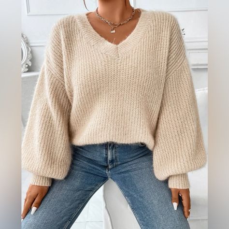 Shein Brand New Ribbed Knit Sweater. Smoke And Pet Free. Fits Like An Xl Cute Sweaters For Teen, Cute Knited Sweaters, Chunky Winter Sweaters, Fall Cute Sweaters, Women Sweaters Winter Cardigans, Cute Sweaters For Winter, Cute Outfits For The Winter, Cute Clothes For Fall, Fall Assesories