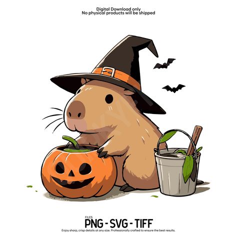 Capybara Pumpkin Carving, Cute Halloween Animals, Cute Capybara, Capybara Christmas Wallpaper, Capybara Cute, Capybara Halloween, Halloween Capybara, Cute Halloween Animals Art, Capybara Clipart