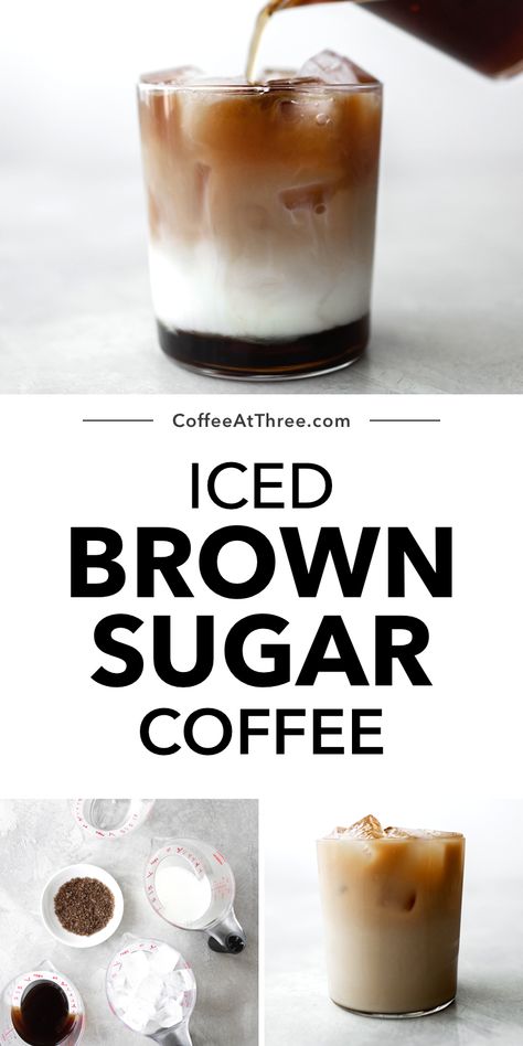 Iced Espresso Drinks, Brown Sugar Iced Coffee, Espresso Drinks At Home, Brown Sugar Coffee, Iced Espresso, Brown Sugar Simple Syrup, Homemade Coffee Drinks, Nespresso Recipes, Cold Brew Coffee Recipe