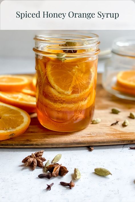 Sweet citrus infused syrup with spiced flavors.