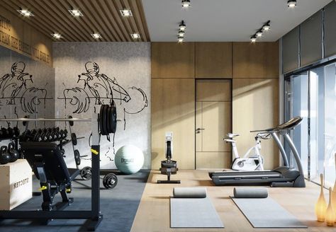 Location: Riyadh, Saudi Arabia Scope : Design , Visualization Line Designs Studio.. All Rights Reserved Modern Home Gym Design, Modern Home Gym, Home Gym Basement, Fitness Bike, Dream Home Gym, Gym Design Interior, Luxury Gym, Home Gym Setup, Workout Room Home