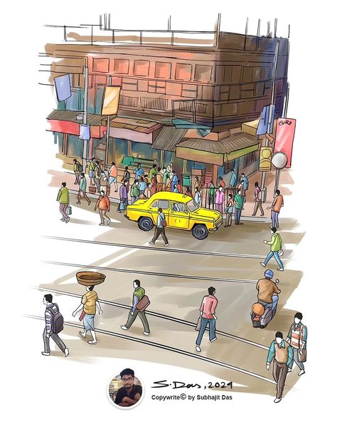 The "Kolkata Street" series is progressing nicely, with this being your fourth illustration. It was created for @thelazycrewindia . I'm eager to explore more vibrant cityscapes in future works. Please note that this artwork is copyrighted, so refrain from using it without permission to avoid legal action. . #urbansketching #urbanart #sketch_daily #digitalsketching #digitaldrawing Tram Illustration, Kolkata Street, Street Illustration, Sketch Daily, Urban Sketching, Kolkata, Urban Art, Cartoon Art, Cityscape