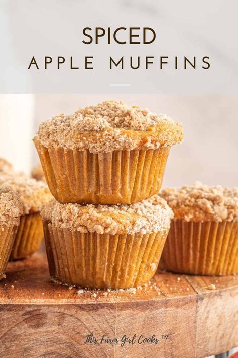 Prepare to indulge in these Spiced Apple Muffins, which are perfect for fall! This recipe has the perfect mix of tart and sweet flavors coming together in a baked treat. This apple muffin recipe is perfect for snacks, desserts, or even breakfast AND will give you an excuse to go to the nearest apple orchard for allll the cozy vibes. Spiced Apple Muffins, Apple Breakfast Recipes, Apple Spice Muffins, Muffin Cups Recipes, Apple Slab Pie, Apple Muffin Recipes, Apple Cinnamon Muffins, Fall Baking Recipes, Apple Muffins