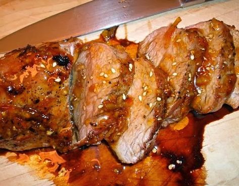 Peach Marmalade Recipe, Pork Tenderloin Marinade, Pork Tenderloin Medallions, Orange Marmalade Recipe, Food Information, Slow Cooker Pork Tenderloin, Pork Sauce, Pork Chop Recipes Baked, Roasted Pork Tenderloins