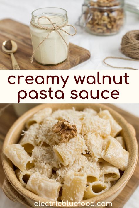 This creamy walnut sauce has a very delicate flavour and a perfect texture to coat your favourite pasta. Make walnut cream pasta sauce when you want to treat your guests to an Italian recipe that is not as common as other pasta sauces, but no less amazing. Almond Pasta Sauce, Cream Based Pasta Sauce, Walnut Cream, Creamy Pasta Sauces, Walnut Pasta Recipes, Walnut Cream Sauce, Walnut Sauce For Pasta, Walnut Pasta, Walnut Pasta Sauce