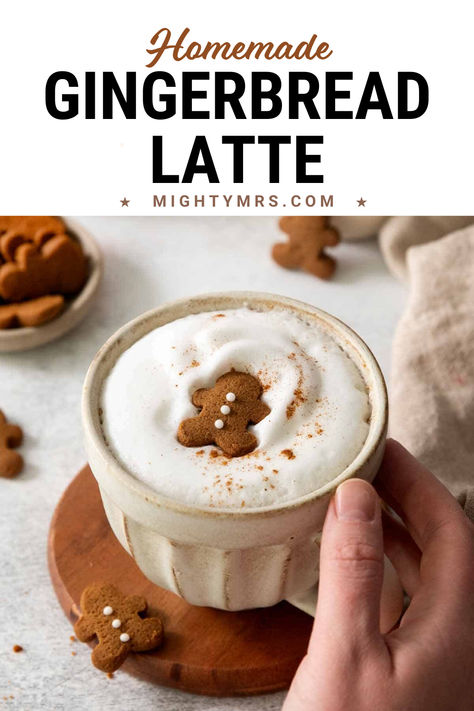 Make this homeade gingerbread latte at home instead of stopping at the large coffee shop. This gingerbread latte is a festive way to start your dayduring the holiday season! The latte is warm and comforting with a hint of molasses, cinnamon, and ginger, topped off with thick, frothed milk. Holiday Latte Recipe, Ginger Bread Coffee, Low Calorie Gingerbread, Gingerbread Latte Recipe, Gingerbread Coffee, Latte At Home, Homemade Gingerbread, Seasoned Veggies, Gingerbread Diy