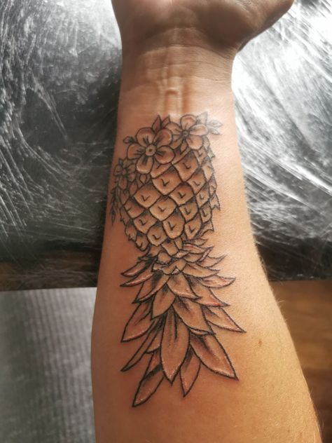 Mandala Pineapple Tattoo, Pineapple Tattoo Ideas, Pineapple Fine Line Tattoo, Floral Pineapple Tattoo, Pineapple Tattoo Meaning, Geometric Pineapple Tattoo, Pineapple Tattoo, Upper Arms, Tattoo Placement