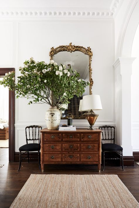 Steve Cordony, Seeking Lavender Lane, Farm Estate, Authentic Decor, Entryway Hallway, Vintage Dressers, Room Style, Beautiful Lighting, Formal Dining Room