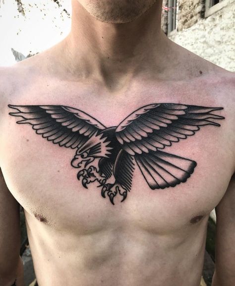 American Traditional Eagle Chest Tattoo, Old School Tattoo Chest, American Traditional Tattoos Chest, Traditional Eagle Chest Tattoo, Chest Tattoo Flash, Eagle Tattoo Chest, Traditional Tattoo Chest, American Traditional Chest Tattoo, Eagle Tattoo Arm