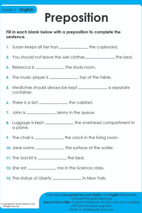 English Worksheets For Grade 1, 3rd Grade Reading Comprehension Worksheets, Free English Worksheets, Worksheets For Grade 1, English Opposite Words, Preposition Worksheets, English Prepositions, English Grammar Exercises, English Grammar For Kids