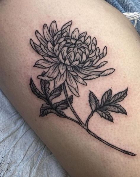 Crysantenum Tattoo, Chrisanthiums Flower Tattoo, Papaw Tattoo, Crisanthiums Flower Tattoo, Delphinium Tattoo, Red Ink Tattoo Ideas, Chrysanthemum Tattoos, Ink Tattoo Ideas, Dahlia Tattoo