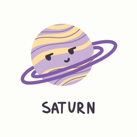 Saturn Art, Saturn Planet, Planet Saturn, Cute Cartoon Drawings, Cartoon Style, Cartoon Drawings, Cartoon Styles, Cute Cartoon, Vector Art