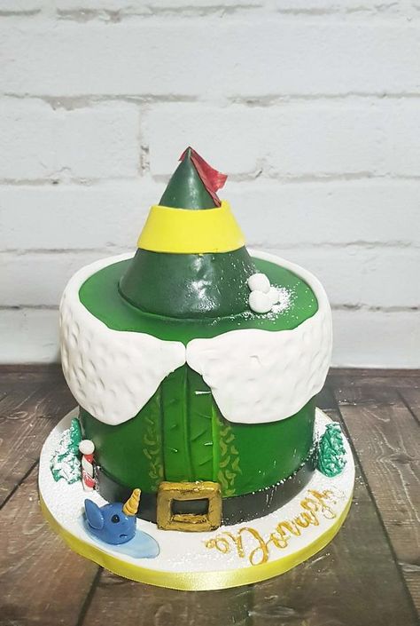 Buddy the elf cake - cake by The German Cakesmith Buddy The Elf Cake Ideas, Elf Cake Ideas, Buddy The Elf Cake, Elf Birthday Cake, Elf Cake, Elf Birthday, Christmas Bake Off, Elf Themed Christmas Party, Musical Cake