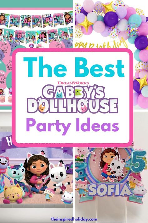 Gabby Playhouse Birthday Ideas, Gabby Dollhouse Party Treats, Gabby Cat Dollhouse Birthday Party, Gaby And The Doll House Birthday Party, Gabby Cat Party Favors, Gabbys Dollhouse Pull Apart Cake, Gabby Dollhouse Birthday Party Ideas Diy, Gabby’s Dollhouse Birthday Party Activities, Gabbys Dollhouse Themed Birthday Party