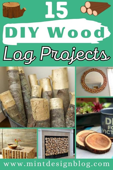 Check out these 15 DIY wood log projects that are fun to make together, and durable enough to be passed down through generations. Hollowed Out Log Ideas, Small Wood Log Crafts, Beaver Wood Crafts, Things To Do With Logs Ideas, Wood Logs Ideas, Diy Log Crafts, Aspen Wood Projects, Log Design Ideas Woods, Birch Log Crafts