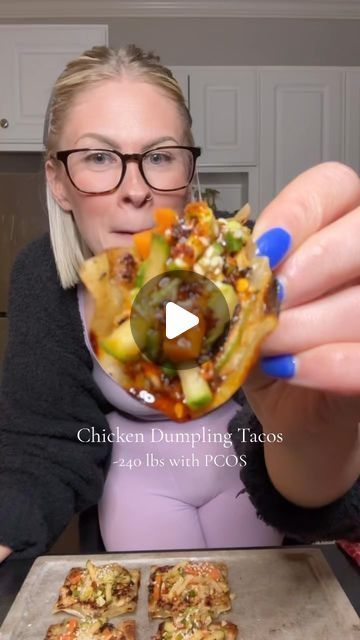 Dumpling Tacos, Cabbage Chili, Pickles Carrots, Taco Slaw, Low Cal High Protein, Dried Cilantro, Chicken Dumpling, Chili Oil Recipe, Drying Cilantro