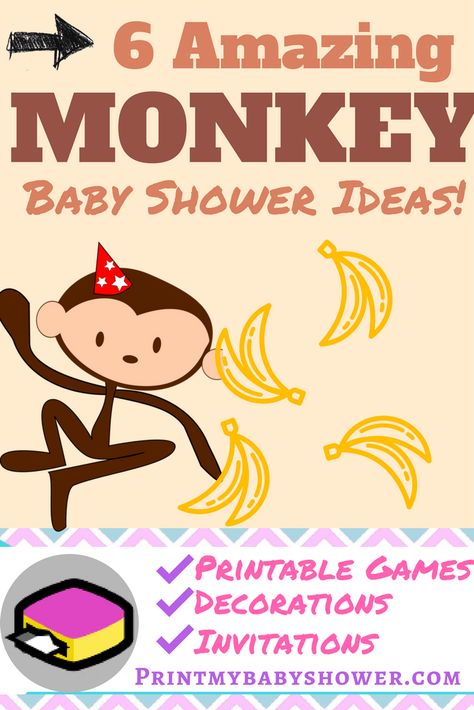 Monkey Party Food Ideas, Monkey Baby Shower Ideas, Monkey Themed Party Food, Monkey Themed Baby Shower Ideas, Monkey Showering, Monkey Baby Shower Boy, Baby Shower Monkey Theme, Safari Baby Shower Decorations, Monkey Decorations