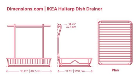 Unlike other dish drainers, the IKEA Hultarp Dish Drainer is unique because of the handle that promotes ease of its use. It is designed by Ebba Strandmark with steel and powder coating. It is composed of a rack for holding utensils and a removable tray underneath, which you can use to collect water from the drainer. Downloads online #kitchens #dishracks #objects #ikea Dish Drainers, Dish Racks, Bar Chart, Design