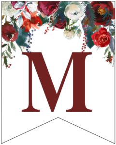 Letter M floral free Christmas banner printable template. Fun Christmas banner for home decor or a Christmas party. #papertraildesign #christmas #merryChristmas #Christmasbanner #floralchristmas #christmasdecor Christmas Banner Free Printable, Merry Christmas Banner Printable Free, Modulo Art, Merry Christmas Banner Printable Letters Free, Merry Christmas Banner Printable Letters, Noel Letters Christmas, Christmas Party Banner, Christmas Flag Banner, Merry Christmas Banner Printable