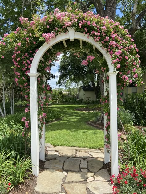 Garden Gate With Arch, Garden Rose Arch, Arched Fence, Rose Archway Garden, Arched Wooden Garden Gates, Garden Arbor With Gate, Arched Trellis, Cottage Garden Rose Arch, Garden Arch Trellis