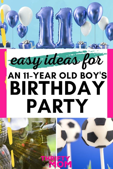 Plan an epic birthday party for your 11 year old boy with these fun ideas. Have the celebration at home or host it at one of these destinations for an adventure theme. 11th Birthday Theme For Boys, Birthday Ideas For 12 Year Boy, Eleven Year Old Birthday Party Ideas, Boy 11th Birthday Party Ideas, Birthday Ideas For 11 Year Boy, 11 Year Boy Birthday Party Ideas, 11th Birthday Party Ideas For Boys, Boy Birthday Decoration Ideas At Home, Boys 11th Birthday Party Ideas