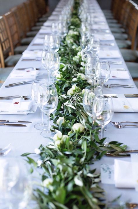 🌿Foliage tables- wedding decor Foliage Table Runner Wedding, Greenery Table Runner, Wedding Flower Arrangements Table, Wedding Tables Decor, Garland Table Runner, Tables Wedding, Reception Tables, Wedding Table Flowers, Table Runners Wedding