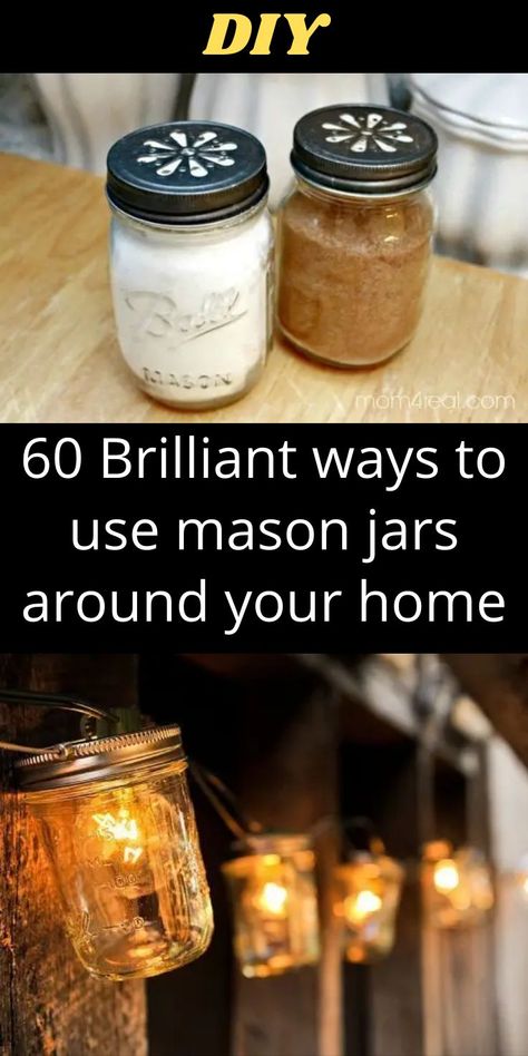 Canning Jars Crafts, Easy Mason Jar Crafts Diy, Uses For Mason Jars, Easy Mason Jar Crafts, Mason Jar Storage, Mason Jar Projects, Small Mason Jars, Mason Jar Crafts Diy, Jar Diy