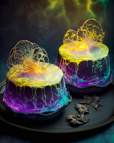 Futuristic Food Ideas, Fantasy Dessert, Blueberry Cream Cheese Muffins, Fantasy Cakes, Jelly Cakes, 3d Jelly Cake, Realistic Cakes, Fantasy Food, Fantasy Cake