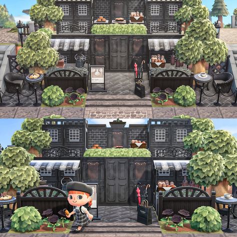 Bus Stop Design, Panels Design, Building Aesthetic, Town Building, Animal Crossing Guide, Black And White Coffee, Animal Crossing Characters, Better Version, New Animal Crossing