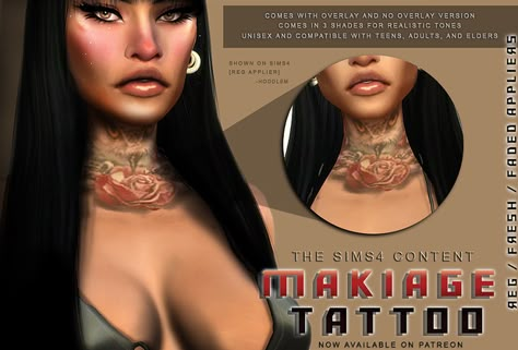 Sims 4 Neck Tattoo, Sims 4 Face Tattoos, Sims Tattoo, Sims 4 Wedding Dress, Sims Outfits, Face Tats, Female Sims, Sims 4 Tattoos, Sims 4 Piercings