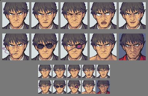 Pixel Art Face, Art Expressions, 3d Pixel, Pixel Characters, Face Study, Pixel Art Tutorial, Pixel Art Games, Art Face, Rpg Maker