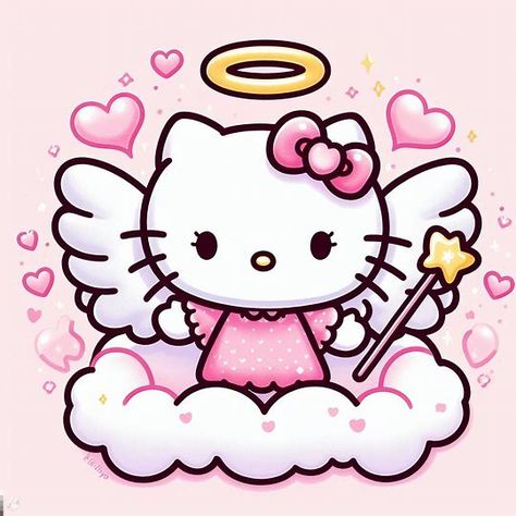 Disney Png Aesthetic, Hello Kitty Fairy, Angel Hello Kitty, Hello Kitty Angel, Y2k Hello Kitty, Angel Wallpaper, Charmmy Kitty, Hello Kitty Images, Body Base Drawing